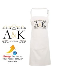 Custom Initial Letter & Date Personalised Mr & Mrs Couple Goals Printed Unisex Apron